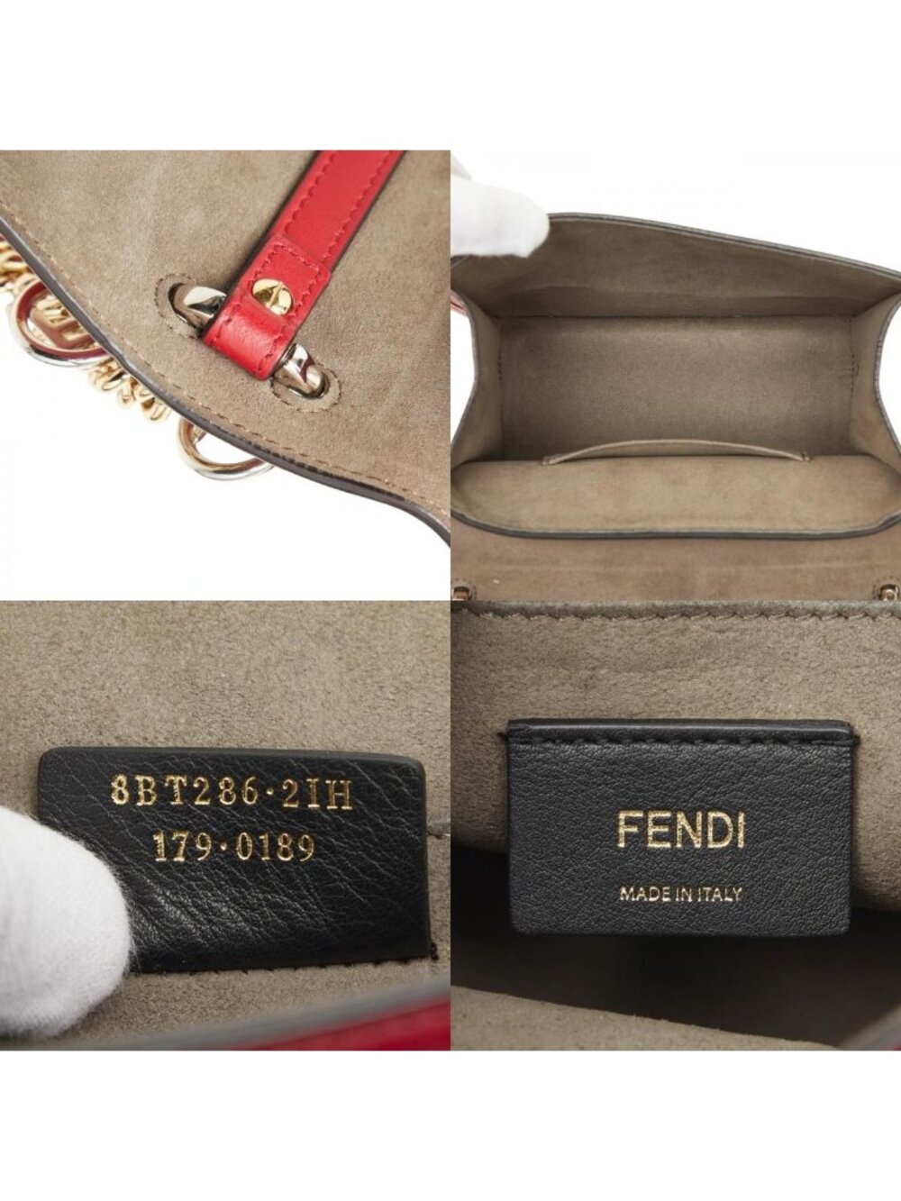 Fendi Mini Canai Chain Shoulder Bag Red Leather - Picture 10 of 10